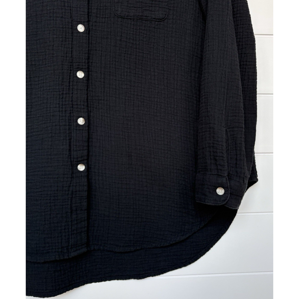 J Jill 100% Cotton Gauze Button Front Tunic Shirt Long Sleeves Black M Petite - Picture 13 of 13